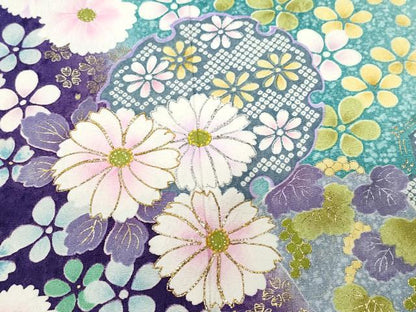 平和屋着物●豪華振袖　駒刺繍　雪輪草花文　暈し染め　金彩　正絹　逸品　CAAU9698vf