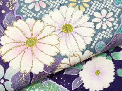 平和屋着物●豪華振袖　駒刺繍　雪輪草花文　暈し染め　金彩　正絹　逸品　CAAU9698vf