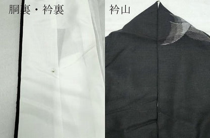 平和屋着物●上質な紬　舞蝶文　黒地　正絹　逸品　CAAU9704vf