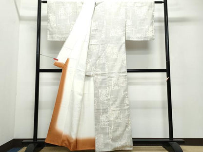 平和屋着物●本塩沢 110亀甲 色紙亀甲花唐草文 正絹 逸品 CAAU9709vf