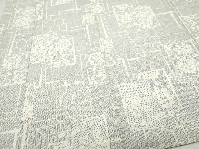 平和屋着物●本塩沢 110亀甲 色紙亀甲花唐草文 正絹 逸品 CAAU9709vf