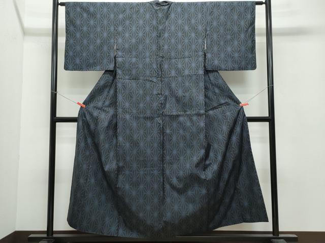平和屋着物●本場大島紬　7マルキ　麻の葉文　正絹　逸品　CAAU9718vf