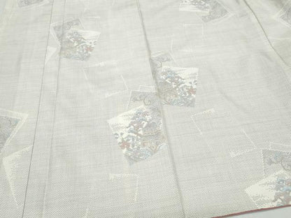 平和屋着物●本場大島紬 白大島 9マルキ 風景草花文 正絹 逸品 CAAU9725vf