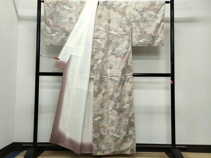 平和屋着物●小千谷紬 吉祥草花文 正絹 逸品 CAAU9731vf