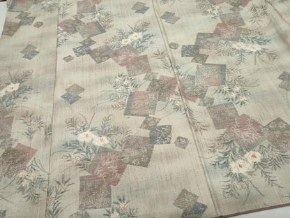 平和屋着物●小千谷紬 吉祥草花文 正絹 逸品 CAAU9731vf