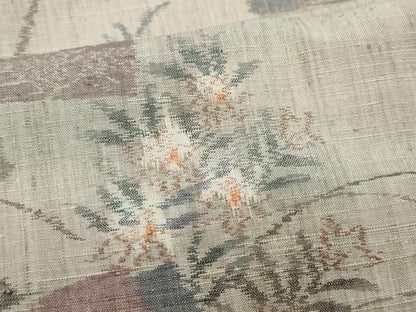 平和屋着物●小千谷紬 吉祥草花文 正絹 逸品 CAAU9731vf