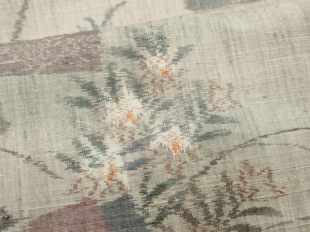 平和屋着物●小千谷紬 吉祥草花文 正絹 逸品 CAAU9731vf