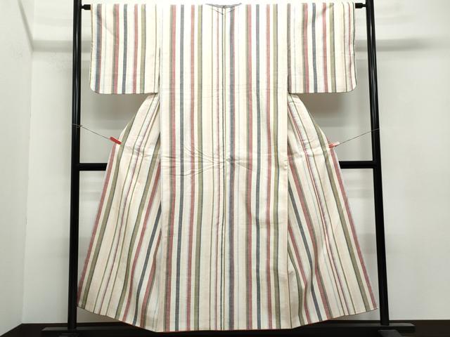 平和屋着物●上質な紬　縞　正絹　逸品　CAAU9732vf