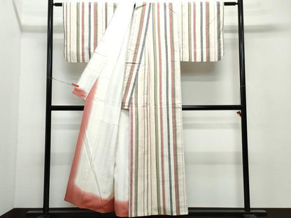 平和屋着物●上質な紬　縞　正絹　逸品　CAAU9732vf
