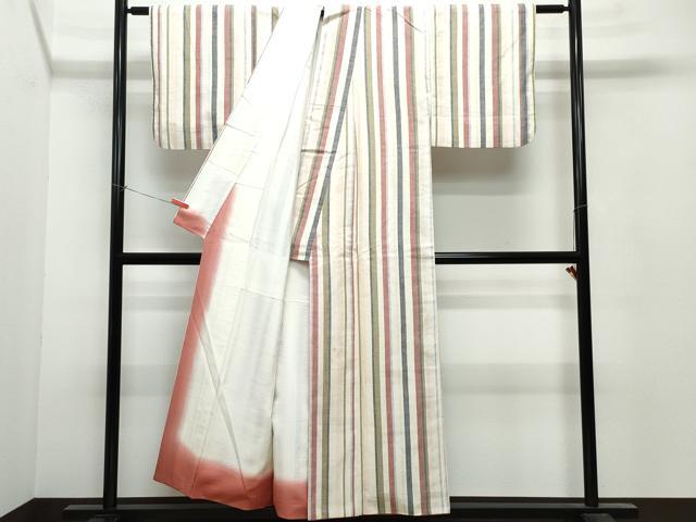 平和屋着物●上質な紬　縞　正絹　逸品　CAAU9732vf
