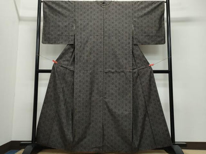 平和屋着物●本場大島紬 麻の葉文 正絹 逸品 CAAU9736vf