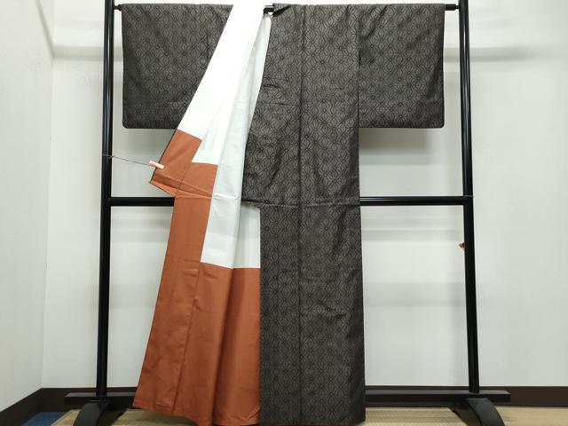 平和屋着物●本場大島紬 麻の葉文 正絹 逸品 CAAU9736vf