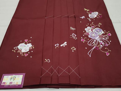 平和屋着物●女性 行灯袴 総刺繍 花唐草文 葡萄色 卒業式 洗える着物 未使用 洗える着物 CAAU9743vf