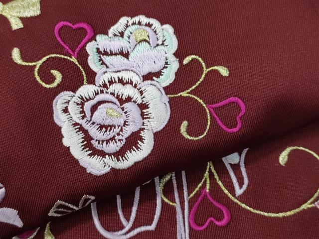 平和屋着物●女性 行灯袴 総刺繍 花唐草文 葡萄色 卒業式 洗える着物 未使用 洗える着物 CAAU9743vf