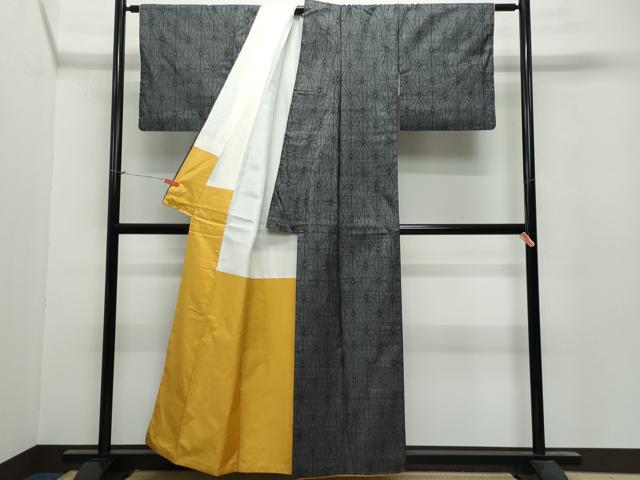 平和屋着物●本場大島紬 7マルキ 麻の葉文 正絹 逸品 CAAU9859vf
