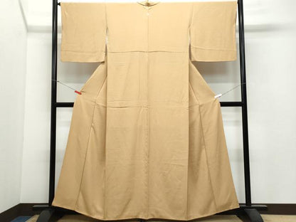 平和屋着物●上質な色無地　小麦色　正絹　逸品　CAAU9869vf