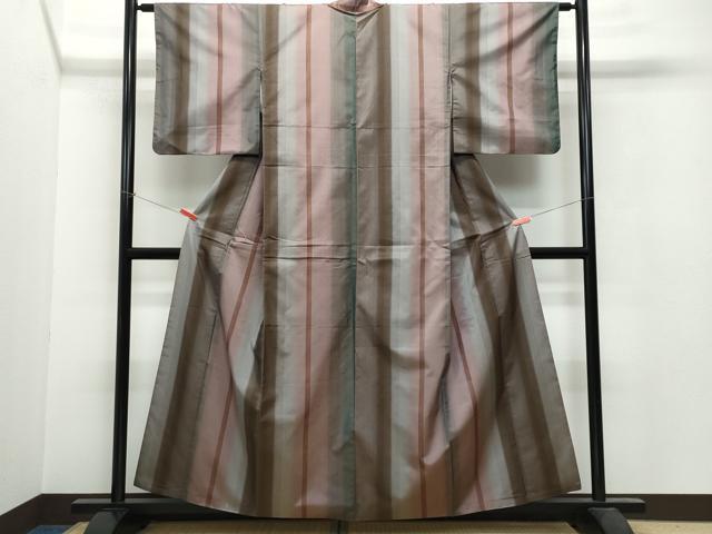 平和屋着物●本場縞大島紬 霞間道 正絹 逸品 CAAU9873vf