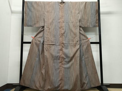 平和屋着物●上質な紬 縞 正絹 逸品 CAAU9877vf