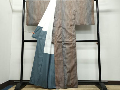 平和屋着物●上質な紬 縞 正絹 逸品 CAAU9877vf