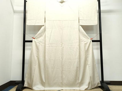 平和屋着物●上質な色無地 縞地紋 亜麻色 正絹 逸品 CAAU9887vf