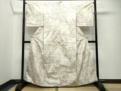 平和屋着物●本場大島紬　白大島　7マルキ　風景文　正絹　逸品　CAAU9928vf