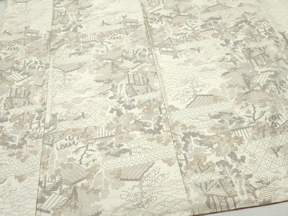 平和屋着物●本場大島紬　白大島　7マルキ　風景文　正絹　逸品　CAAU9928vf