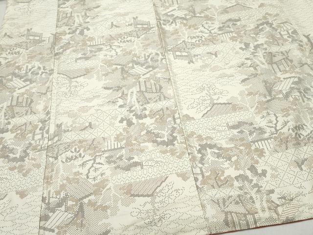 平和屋着物●本場大島紬　白大島　7マルキ　風景文　正絹　逸品　CAAU9928vf