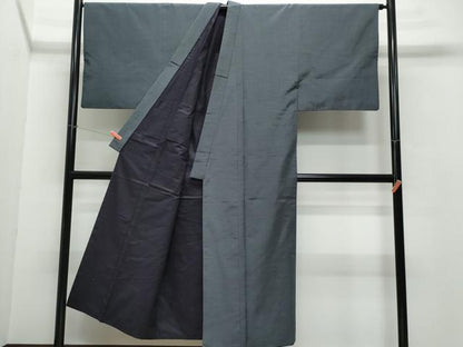 平和屋着物●男性　紬　アンサンブル　消炭色　正絹　逸品　CABE8409vfm