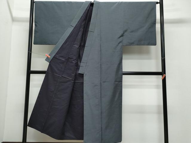 平和屋着物●男性　紬　アンサンブル　消炭色　正絹　逸品　CABE8409vfm