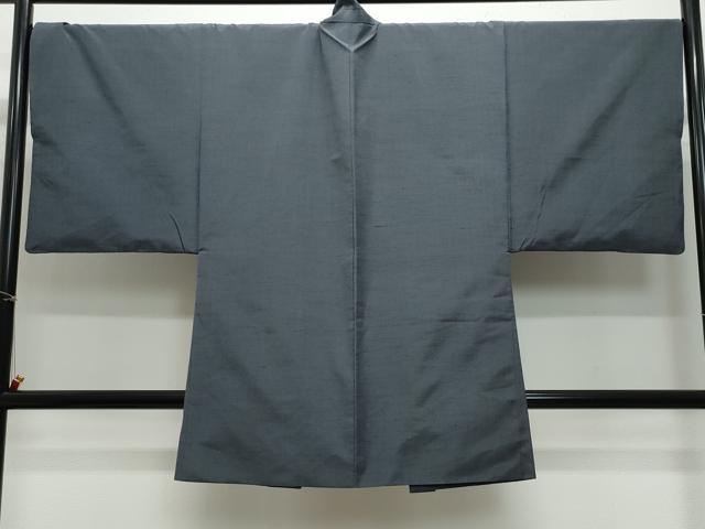 平和屋着物●男性　紬　アンサンブル　消炭色　正絹　逸品　CABE8409vfm