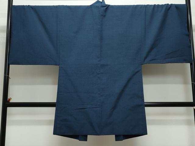 平和屋着物●男性　紬　アンサンブル　藍鉄色　正絹　逸品　CAAU9940vf