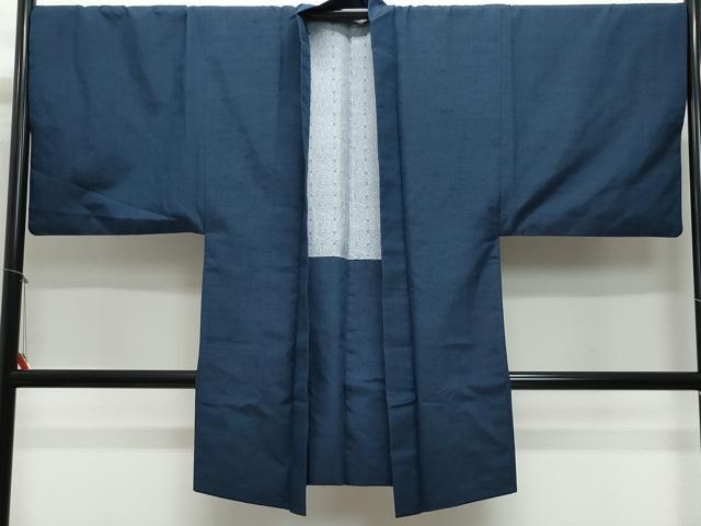 平和屋着物●男性　紬　アンサンブル　藍鉄色　正絹　逸品　CAAU9940vf