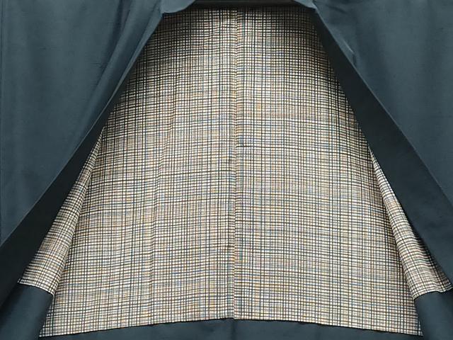 平和屋着物●男性　紬　アンサンブル　藍鉄色　正絹　逸品　CAAU9944vf