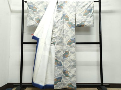平和屋着物●本場大島紬 白大島 7マルキ 風景草木文 総絣 前田才夢作 証紙付き 正絹 逸品 CAAU9946vf