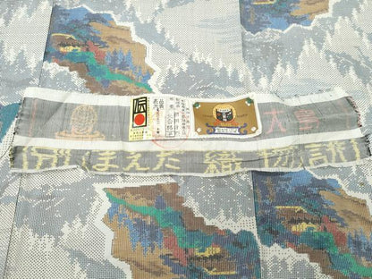 平和屋着物●本場大島紬 白大島 7マルキ 風景草木文 総絣 前田才夢作 証紙付き 正絹 逸品 CAAU9946vf