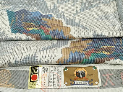 平和屋着物●本場大島紬 白大島 7マルキ 風景草木文 総絣 前田才夢作 証紙付き 正絹 逸品 CAAU9946vf