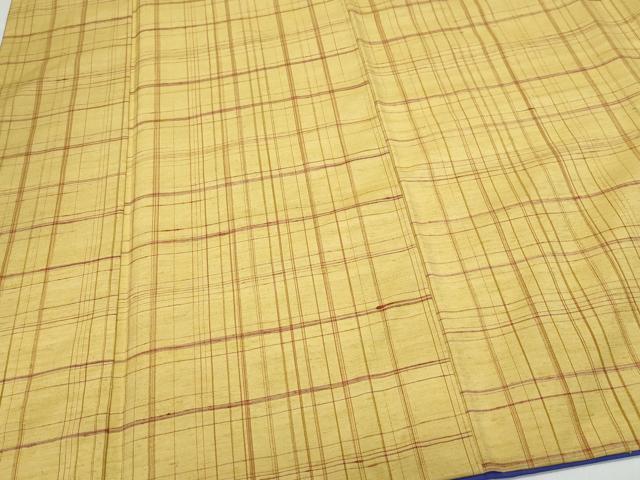平和屋着物●上質な紬　格子柄　正絹　逸品　CAAU9969vf