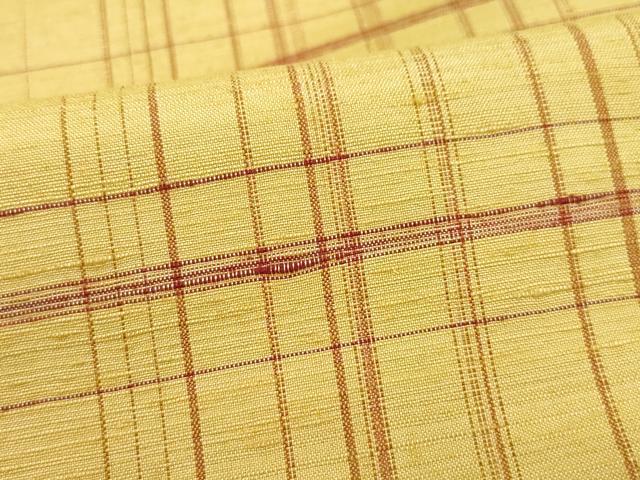 平和屋着物●上質な紬　格子柄　正絹　逸品　CAAU9969vf