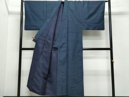 平和屋着物●男性 髭紬 濃紺色 正絹 逸品 CAAU9974vf