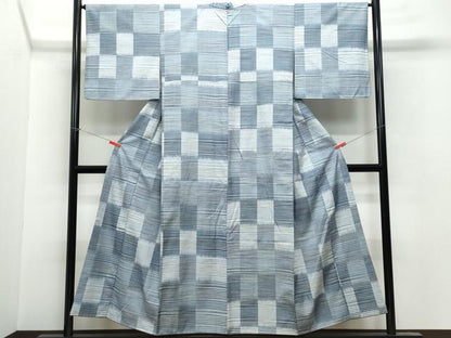 平和屋着物●上質な紬 市松文様 正絹 逸品 CAAU9985vf