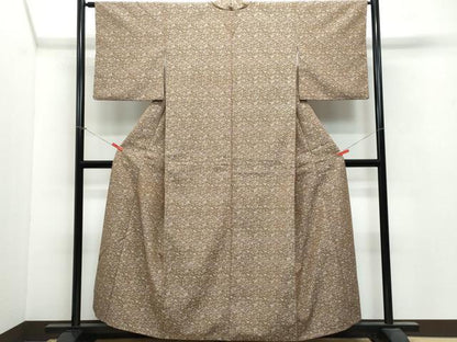 平和屋着物●上質なお召 更紗花唐草文 正絹 逸品 CAAU9993vf