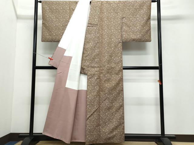 平和屋着物●上質なお召 更紗花唐草文 正絹 逸品 CAAU9993vf