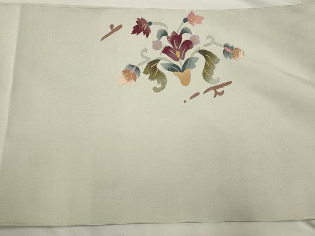 平和屋着物●爪搔き本綴れ 八寸名古屋帯 更紗花文 金糸 正絹 逸品 CAAV0017qe