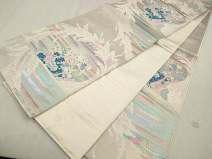 平和屋着物◎六通柄袋帯 唐織 花鳥文 金糸 正絹 逸品 CAAV0103qe