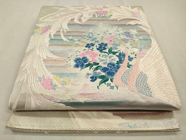 平和屋着物◎六通柄袋帯 唐織 花鳥文 金糸 正絹 逸品 CAAV0103qe