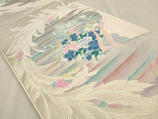 平和屋着物◎六通柄袋帯 唐織 花鳥文 金糸 正絹 逸品 CAAV0103qe