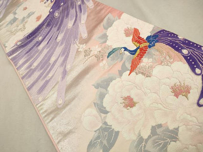 平和屋着物◎六通柄袋帯 唐織 鳳凰花文 金銀糸 正絹 逸品 CAAV0109qe