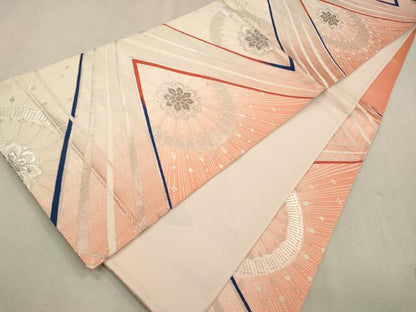 平和屋着物◎六通柄袋帯　唐織　孔雀羽花文　プラチナ箔　二重箔　正絹　逸品　CAAV0111qe