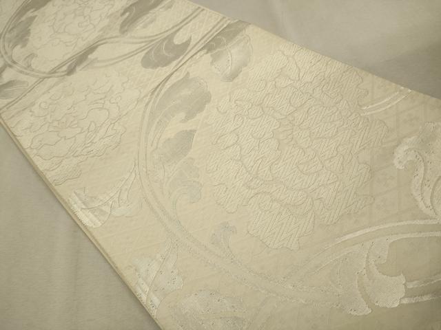 平和屋着物◎六通柄袋帯 唐織 花唐草文 銀糸 正絹 逸品 CAAV0147qe