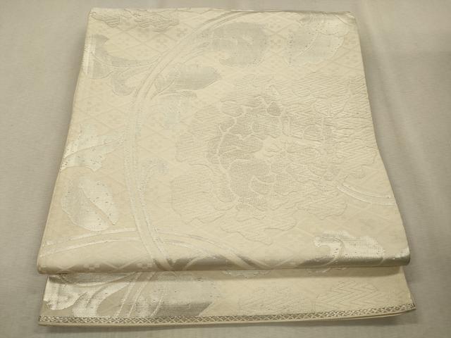 平和屋着物◎六通柄袋帯 唐織 花唐草文 銀糸 正絹 逸品 CAAV0147qe